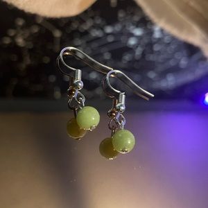 Handmade green beaded earrings